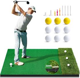 Sports 705353717284 5x4ft Golf Hitting Mat Dual-turf Practice Indoor Outdoor With Balls And Tees