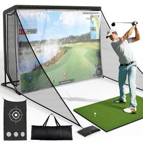 Sturdum Beyshb3oqe Golf Hitting Net 10x7ft Heavy Duty 32mm Steel Frame For Backyard Driving