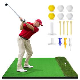 200241 Techinovat Dual-turf Golf Mat Thickened 5x4ft Mats Practice Outdoor Training Swing &