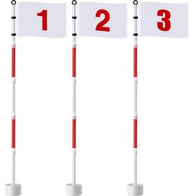 Mii-threehoney-1327 Threehoney 3 Pack Golf Flag Stick 6ft Putting Hole Cup Pole Pin Num