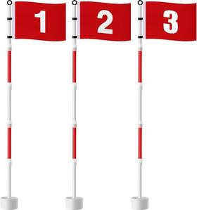 Mii-threehoney-74 Threehoney Golf Flagstick 6ft Pin Flag Hole Cup Set Putting Green Flags And Poles Num