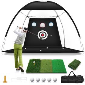 Lxw012 Tosoze Golf Net 10x7ft Home Hitting Aids Equipment With Foldable Tri-turf Mat