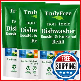 Truly Free B0dt1mbfvc Natural Dishwasher Booster And Rinse Aid - 3 Pack Non-toxic Spot-free