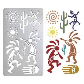 Diy-wh0242-385u-us12 Unicraftale Kokopelli Fertility Deity Metal Stencil Sun Gecko Stainless Steel