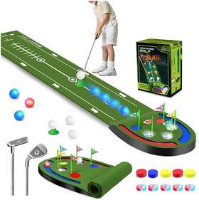 Vatos Kb069991 Golf Putting Mat Indoor For Kids - Game Set With Led Balls Glow Cups