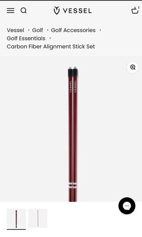 Vessel 132201500001 Authentic Golf Carbon Fiber Alignment Stick 36in Red 2 Set Training