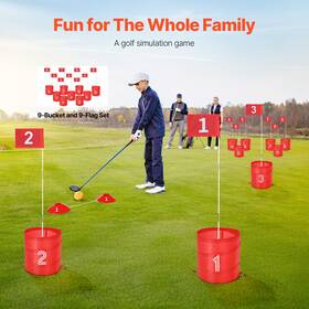 Vevor 197988649205 Backyard Golf Game 9 Hole Portable Outdoor Bucket For Kids And Adults
