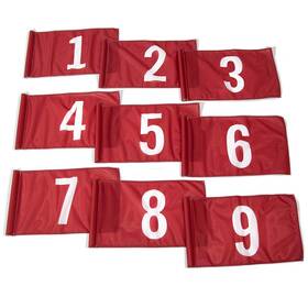 Vispronet 729253952200 Numbered Golf Flags 9 20in X 14in Red And White 1-9 Go