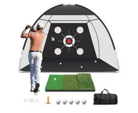 Vixufaw 711181467468 Zensouds Golf Net 10x7ft With Practice Mat Hitting Aid Nets Foldable New