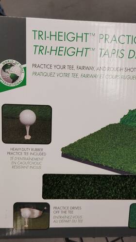 World Of Golf Gsi0972 Tri-height Practice Mat With Heavy-duty Rubber Tee