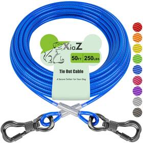 B0c8twqgy7 Xiaz Tie Out Cable For Dogs 50ft Dog Leads Yard Chew Proof Heavy Duty Pet