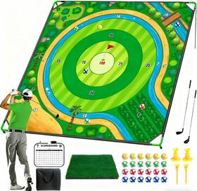 Yunlilai 313032739733 Golf Chipping Game Set With 2 Clubs Large 71x71 Inches Mat Target 24