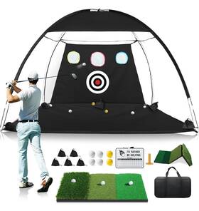 Ywitio 705353544101 Golf Net 10x7ft All-in-1 Home Hitting Aid Set With Foldable Practice Mat