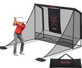 Zealfeel 199284860599 Golf Net 10x7ft Simulator Enclosure With Side Barriers Low-noise S