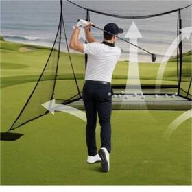 Ze15-a Zealfeel Golf Simulator Cage 10x8 Ft With Side Barriers Impact Screen Portable