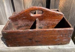Antique Primitive Hand-made Wooden Tool Carrier Tote Caddy Box. Fixed Price $129.99.