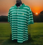 Masters Collection Size Xl Men Polo Shirt Green White Stripes 100% Cotton Golf. Fixed Price $49.98.