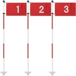 Golf Putting Green Cups And Flags, 6 Ft Flagstick, (NUMBER1,2,3), Red. Fixed Price $49.99.