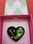 Betsey Johnson Gold Plated Golf Club Heart Ring Putting Green Felt Stretch. Fixed Price $39.00.
