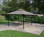 Backyard Expressions 10'X10' Gazebo W 2 Extending Side Panels Beige/black Frame. Fixed Price $310.00.