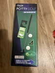 Potty Golf Game - 28"X34" Carpet, Putter, Plastic Cup And Flag, Balls. Fixed Price $13.00.