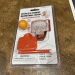 World's Tiniest Basketball Ball, Hoop, Net, Post Stand! Great Novelty Item. Fixed Price $8.00.