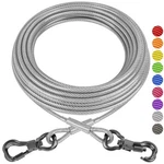 Xiaz 100FT Heavy Duty Tie Out Cable W/lockable Hook, Pet Run For Dogs 250LB. Fixed Price $52.12.