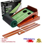 Golf Putting Mat With Ball Return Dual Hole Training Outdoor Indoor New. Fixed Price $107.99.