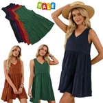 Women's Summer Solid Color Sleeveless Dress Casual Loose Flowy Swing Shift. Fixed Price $9.42.