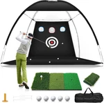 Golf Net, 10X7FT Home Hitting Aids Equipment With Foldable Tri-turf Mat For. Fixed Price $63.99.