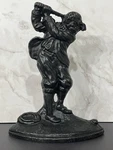 Vintage Cast Iron Mid-swing Golfer Door Stop 9-9.5 Tall With 7 Wide Base. Fixed Price $20.00.