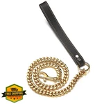 Rumypet 3FT 14MM Gold Dog Chain Leash Leather Handle. Fixed Price $39.99.
