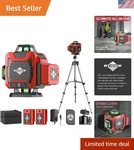 Precision Indoor Laser Level With Tripod And 2 Batteries - 4D Projection System. Fixed Price $99.99.
