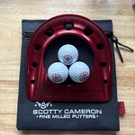 Scotty Cameron Red Metal Portable Putting Cup Set Crown Golf Balls And Pouch. Fixed Price $350.00.