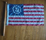 Vtg Nautical Yacht Ensign Flag & 29" Wooden Pole Annin Co. Usa. Fixed Price $24.99.