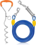 Petbobi Dog Tie-out Cable And Stake 30FT Heavy Duty With Spring, No Tang. Fixed Price $33.79.