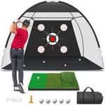 Zensouds Golf Net 10X7FT Practice Mat Hitting Aid Backyard Training W/ Target. Fixed Price $74.34.