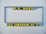 Uss Cimarron Ao 177 License Plate Frame Navy Military Car-truck-motorcycle. Fixed Price $17.99.