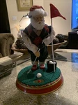 Holiday North Pole Club Golfing Santa Musical Putting Green 10" Gemmy Works. Fixed Price $14.00.