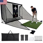 Golf Hitting Practice Net With 2 Side Barriers & Storage Bag 10X7FT. Fixed Price $181.73.