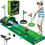 Kids Toy Golf Club Set - Automatic Returner, Led Light Up Night Balls. Fixed Price $32.99.