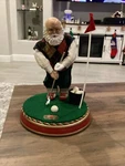 Holiday North Pole Club Golfing Santa Musical Putting Green 10" Gemmy Vtg. Fixed Price $15.00.
