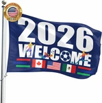 World Cup Flag 2026,AMERICAN Canada Mexico Host Country Football Supporters Bann. Fixed Price $14.68.