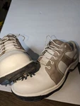 Women's Footjoy Contour Series Golf Shoes White Tan Soft Spikes 94062 Size 8.5. Fixed Price $13.50.