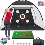 Zensouds 10X7FT Golf Net Black Practice Mat Hitting Aid Backyard Driving. Fixed Price $79.99.