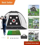 Durable Golf Net & Turf Mat Set - Ideal For Indoor/outdoor Training Fun. Fixed Price $110.65.