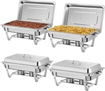 Rengue 9.5 Qt Chafing Dishes, 4 Pack High Premium Stainless Steel Complete Set,. Fixed Price $129.13.