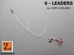 6 - Fluorocarbon Spin Tip Up / Bleeding Treble Hook Rig Z Leaders #252. Fixed Price $15.99.