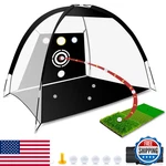 Dikutar Golf Net 10X7FT All-in-one Practice Tri-turf Mat Target 5 Balls. Fixed Price $61.83.