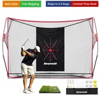 10X7FT Heavy Duty Golf Practice Nets With Mat, Target Cloth, 8 Tees, 6 Balls,.... Fixed Price $161.90.